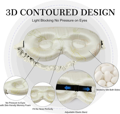 ZIMASILK Adjustable 22 Momme 100% Pure Mulberry Silk Sleep Mask, 3D Contoured Cup Eye Mask for Sleeping, Super Soft Breathable Blindfold, Perfect Blocks Light for Sleeping (Black)