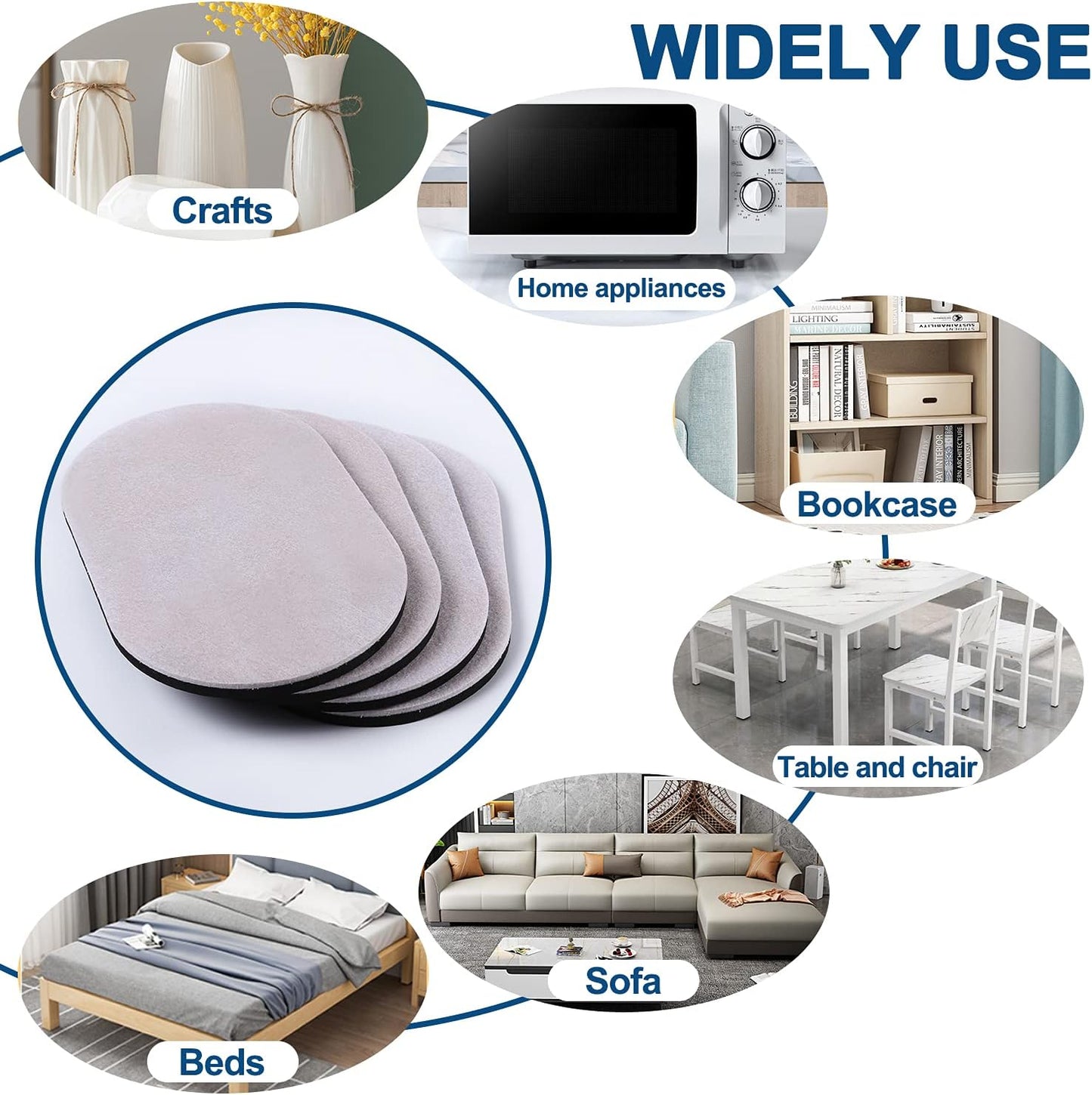 Ezprotekt Large Furniture Sliders for Carpet and Hardwood Floors, 8 Pack 9-1/2" x 5-3/4" Reusable Oval Heavy Duty Furniture Moving Pads, 4 Pcs Hard Floor Felt Sliders+4 Pcs Carpet Sliders (Beige)