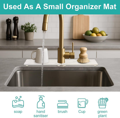 Fast Dry Stone Faucet Mat for Bathroom Sink Kitchen Counter Marble Trays | Small Diatomite Sink Splash Guard White Absorbent Tray Counter Quick Drying Stone Kitchen Diatomaceous Earth Around Faucet