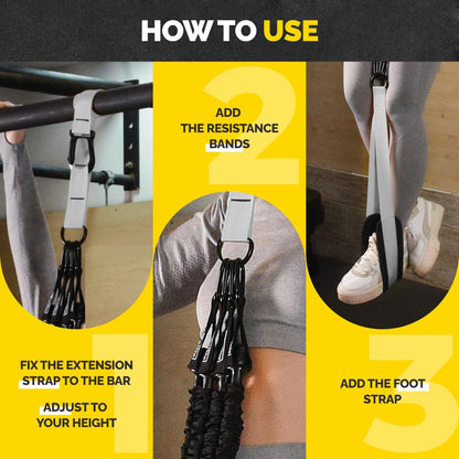 Pull Up Assistance Bands Set with 4 Levels, Adjustable Strap and Foot Rest | 50–200 lb stackable pull-up assistance, nylon-sleeved bands, adjustable support, reduced snap-back risk