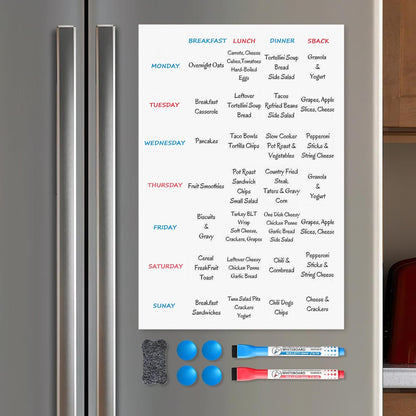 Magnetic Whiteboard for Fridge, 4-Pack Dry Erase Boards (12×8 in) with 5 Markers & Eraser, Strong Magnet & Stain-Resistant Surface, Reusable Message Board for Fridge, Family Planner & Kitchen Notes