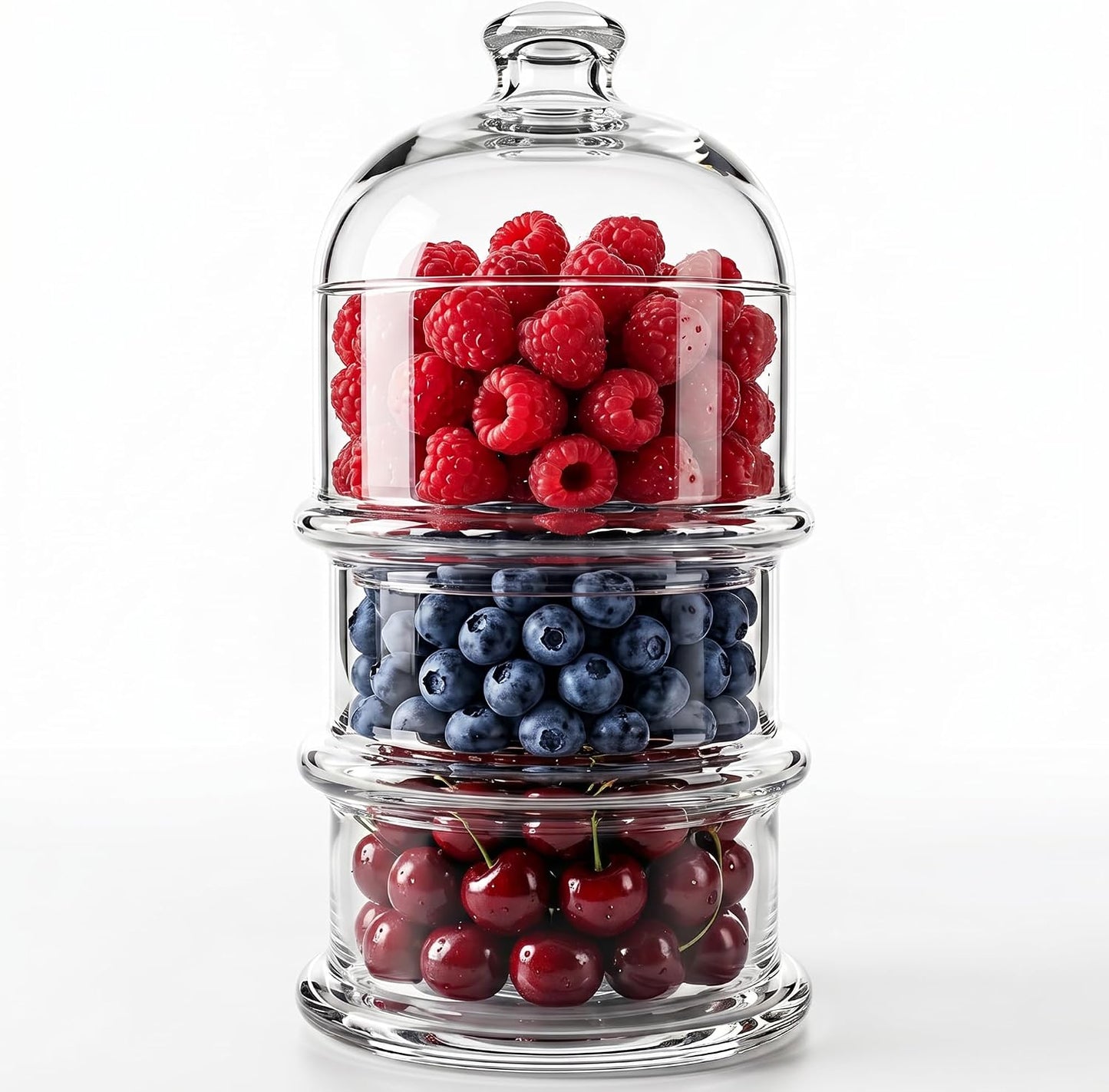 Multipurpose Glass Stackable Storage Jar with Lid, Avocado, Lemon, Onion, Tomato Keeper/Saver/Holder, Home & Kitchen Organizer