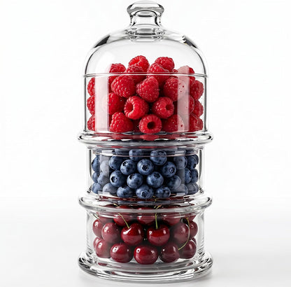 Multipurpose Glass Stackable Storage Jar with Lid, Avocado, Lemon, Onion, Tomato Keeper/Saver/Holder, Home & Kitchen Organizer