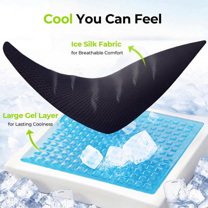 AUVON Gel Ventilation Seat Cushion with Innovation Heat Dissipation Design | Supportive Memory Foam Wheelchair Cushion for Back & Tailbone Comfort, Waterproof Cover, Anti-Sore & Ulcer, Buckle Strap