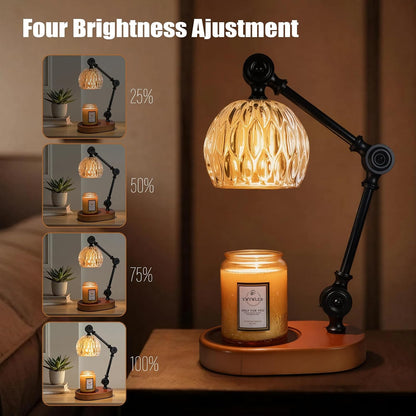 Candle Warmer Lamp, Dimmable Wax Melting Warmer with Adjustable Height, Bedroom Living Room Home Decor, Birthday Relaxation Gifts for Women (Green, Wave)