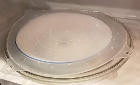 Handy Housewares 10" Round Vented Microwave Splatter Guard Food Bowl Cover - Helps Keep Your Microwave Clean