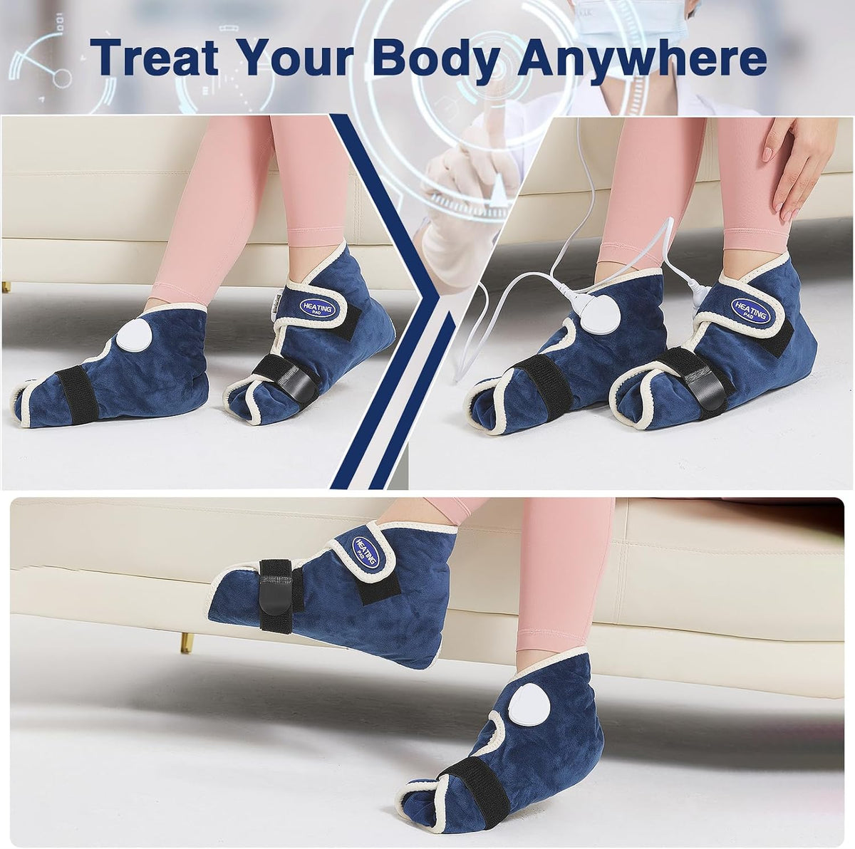 Foot and Ankle Heating Pad for Plantar Fasciitis, Electric Feet Warmers