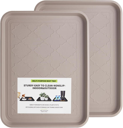 Boot Tray 2 Packs All Seasons Multi-Purpose, Waterproof Boot Trays for Entryway Indoor & Outdoor, Non-Slip Shoe Tray, 16.7"x12.8",Grey