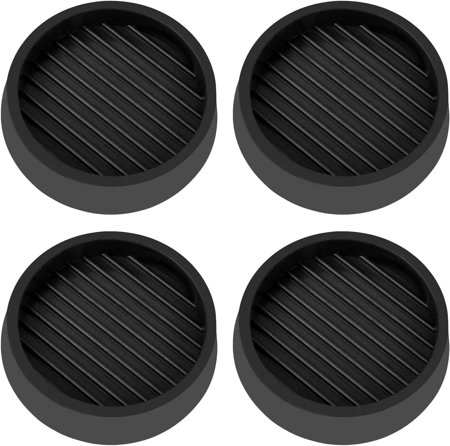 2X2 Round Rubber Caster Cups, Non Slip Furniture Pads - 4 Pack | Anti-Slip Gripper, Anti Skid Furniture Feet, Anti Slide Floor Protector for Bed Couch Table Chair Stoppers, Black