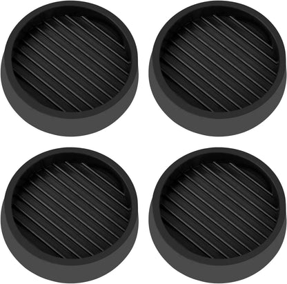2X2 Round Rubber Caster Cups, Non Slip Furniture Pads - 4 Pack | Anti-Slip Gripper, Anti Skid Furniture Feet, Anti Slide Floor Protector for Bed Couch Table Chair Stoppers, Black