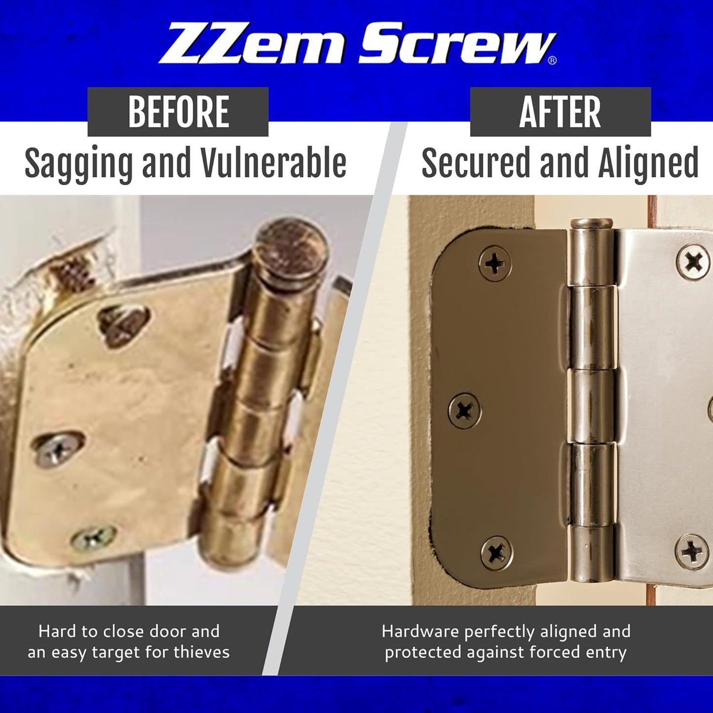 4-Pack #9 x 3 Permanent Stripped Door Hinge Screw Hole Repair Kit | Reinforces hinges, strike plates and door jambs. Installs in minutes. Made in USA