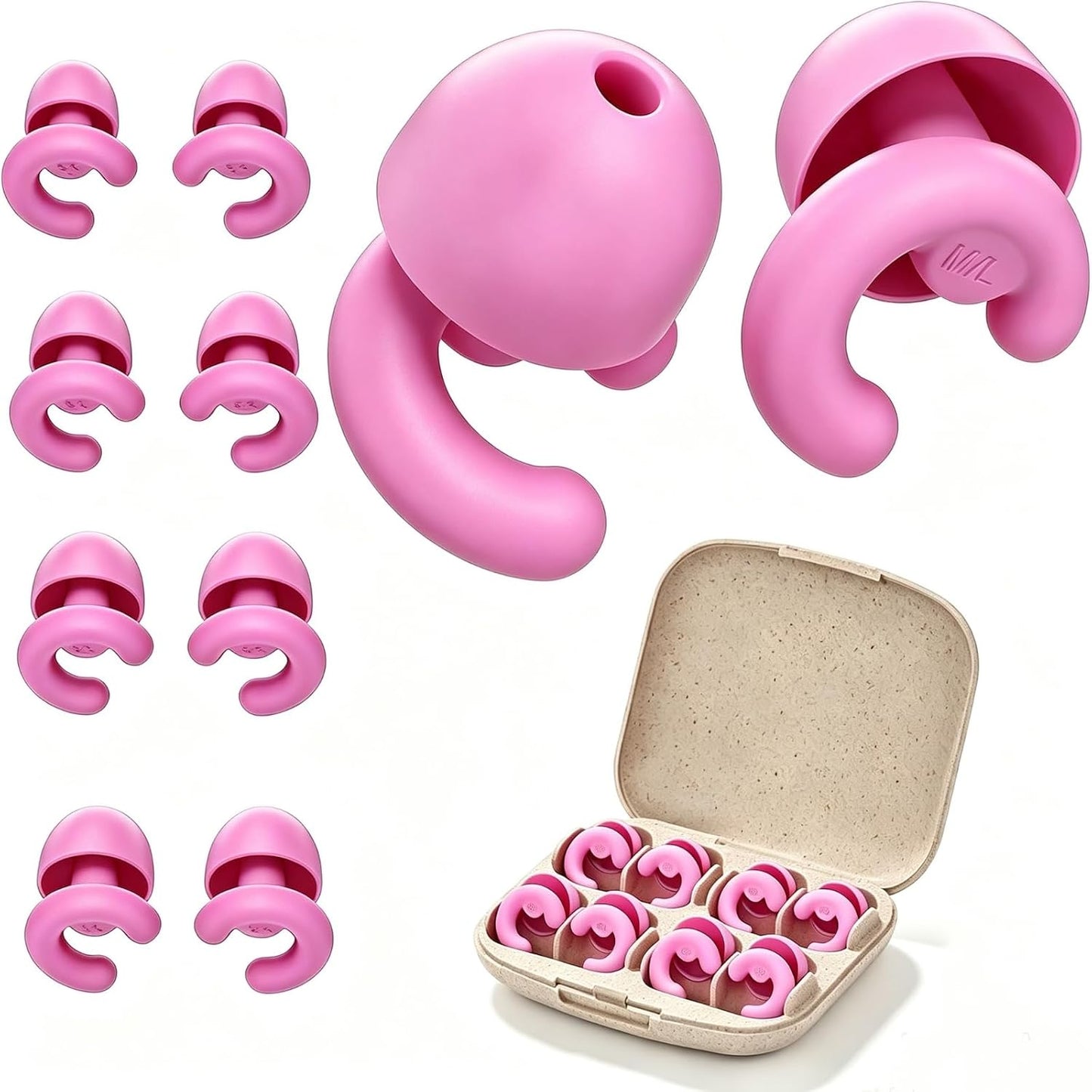 Noise Cancelling Ear Plugs Sleep 50dB NRR Side Sleep Small Ear | ultra soft silicone, reusable one-piece design, 4 sizes included, portable case