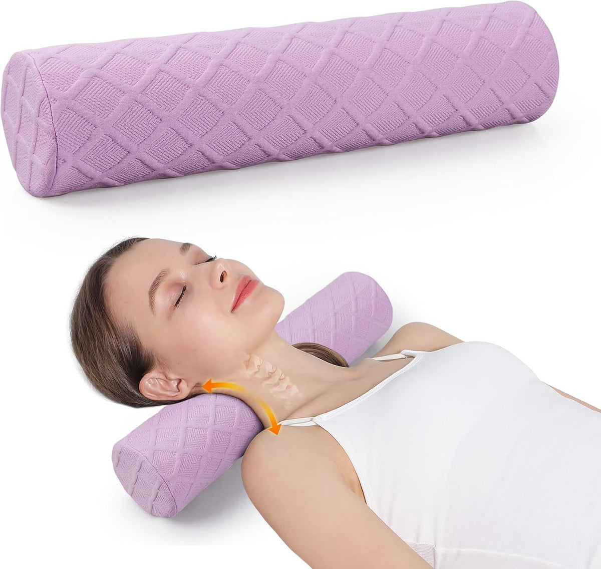 Cozyhealth 3.1" H Small Cervical Roll Pillow, Medium Soft Memory Foam Neck Round Pillow Cylinder Bolster Pillow for Sleeping, Round Neck Support for Bed, Legs, Back and Yoga (Grey, Small - 3.1" H)