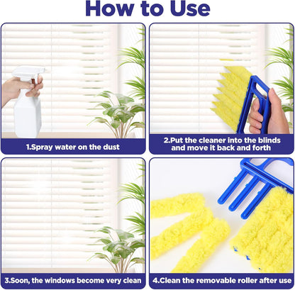 4 Pcs Blind Cleaner Tool 7 Finger Microfiber Window Blind Duster | for Cleaning, Washable, Mini Blinds Cleaner Duster Tool, for Cleaning Blinds, Ventilation Vents, Fans, and Air Conditioner