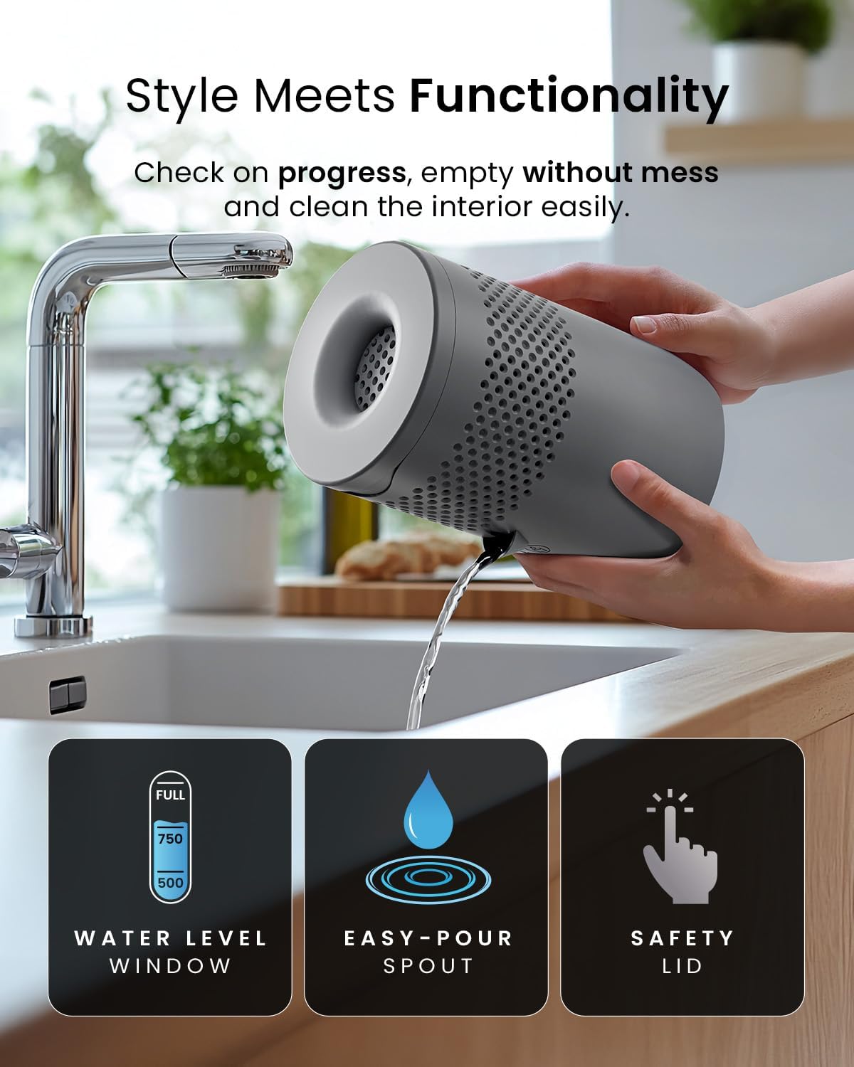 Pro Breeze Osmo Non-Electric Moisture Absorber, 44 fl.oz, Included 1.54lb Refillable Tablet, Lasts 100 Days, Ideal Silent Mini Dehumidifier for Closet, Bathroom & Bedroom, Fragrance Free, White