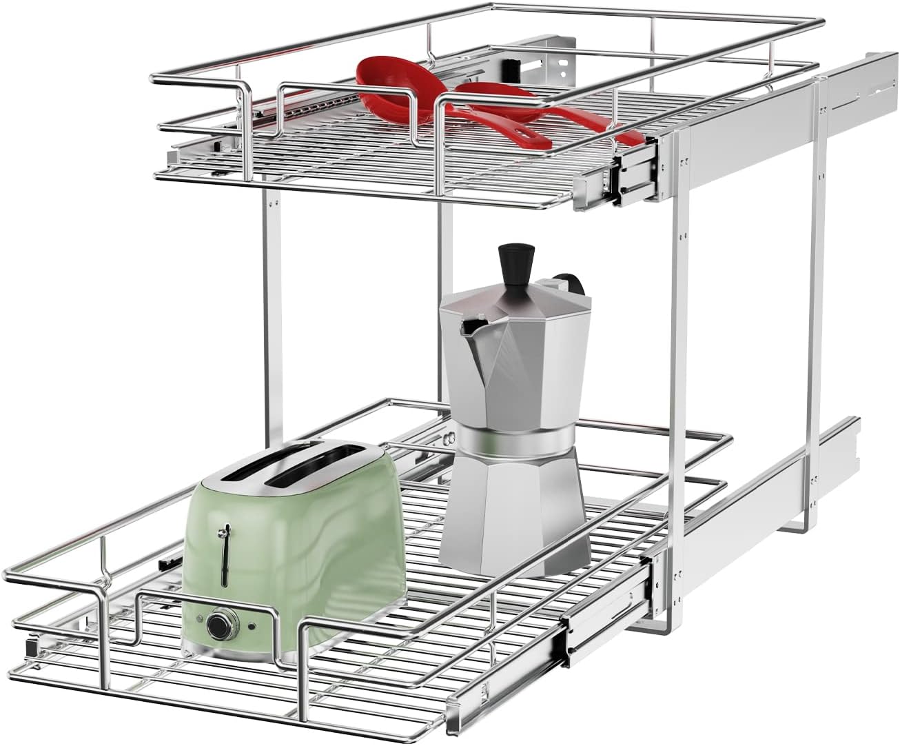 ROOMTEC Pull Out Cabinet Organizer, Pull Out Shelves 5½" W x 21½" D, Heavy Duty Cabinet Drawers Slide Out Kitchen Organizers Storage Shelf