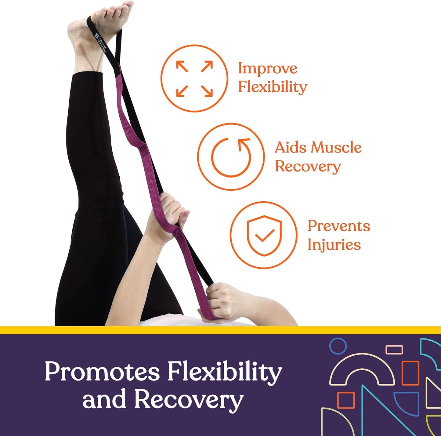 SPECIAL SUPPLIES Yoga Strap for Stretching, Stability Training, Fitness, Flexibility, Physical Therapy, Home Workout Equipment, Strength Training, and Pilates (Purple)