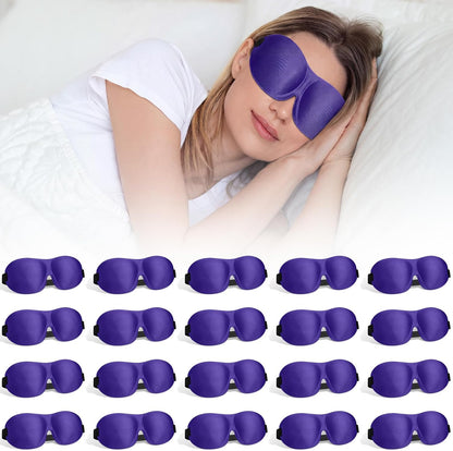 Bonuci 20 Pack Sleep Mask Blackout 3D Eye Mask for Ultralight Sleeping Night Blindfold Eye Covers with Adjustable Strap for Men Women Travel Gift Back and Side Sleeper (Dark Purple)