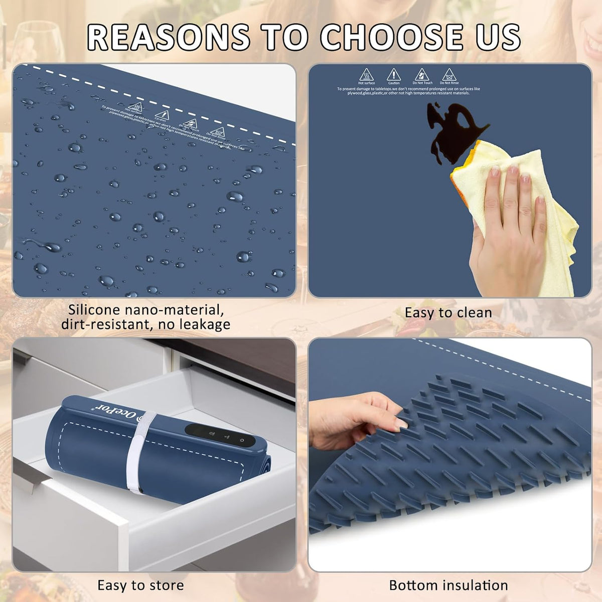 Warming Mat for Food,36"x16" Large Food Warmer Mats for Countertop (Gray)