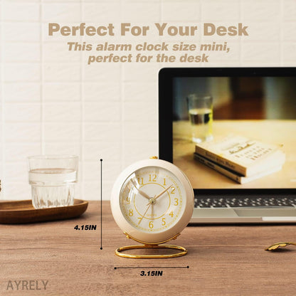 AYRELY® Battery Operated Analog Desk Alarm Clock with Light, Table Clock | Retro Aesthetic Clock with Silent Non-Ticking Movement for Bedside, Bedroom, Kitchen, Office, Travel & Kids' Room(Light Pink)