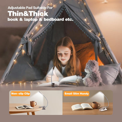 VAVOFO Rechargeable Reading Light, Clip on Book Light for Reading in Bed