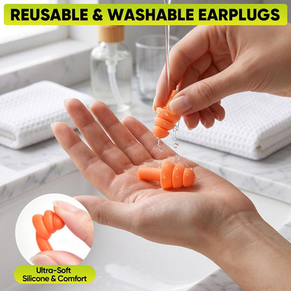 TICONN 12 Pairs Corded Silicone Ear Plugs for Noise Reduction, 25 dB NRR