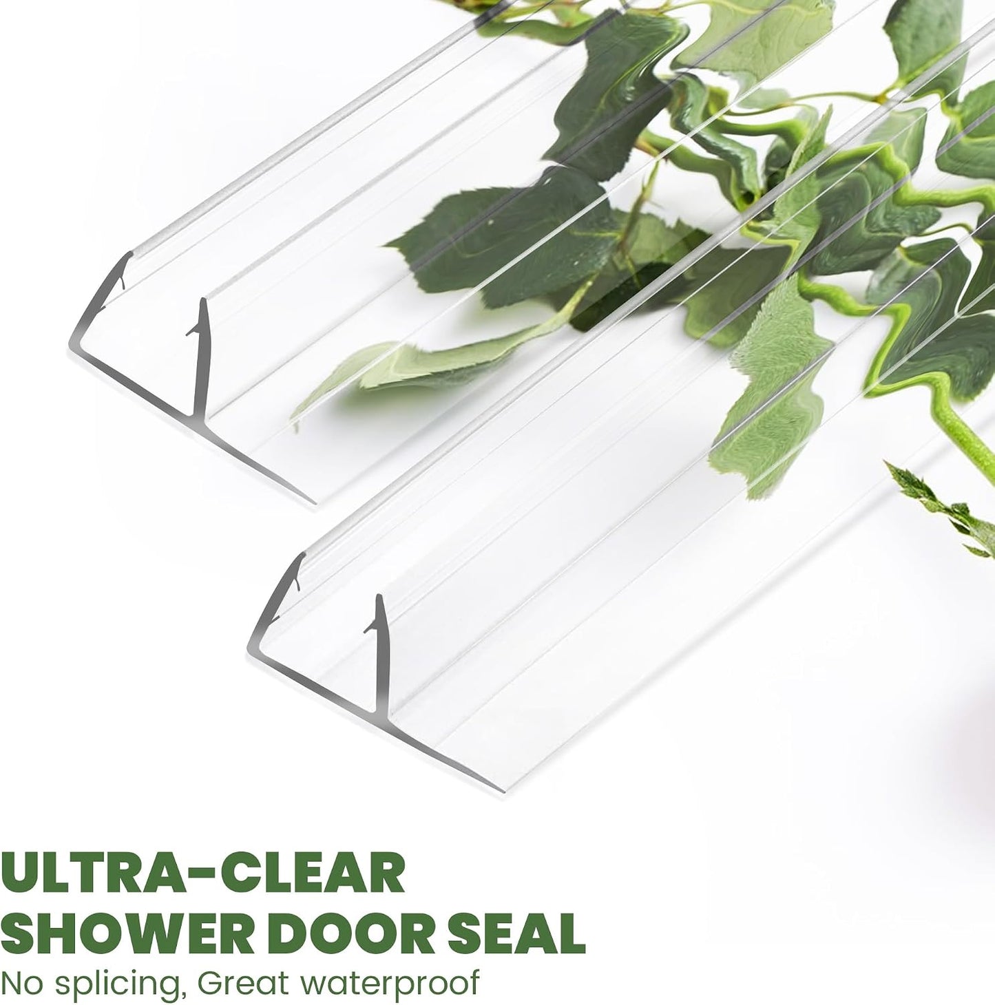 Frameless Shower Door Bottom Seal Strip for 3/8"(10mm) Thick Glass, Super Clear 36 Inch Long 2PCS Shower Door Seal, to Water Block