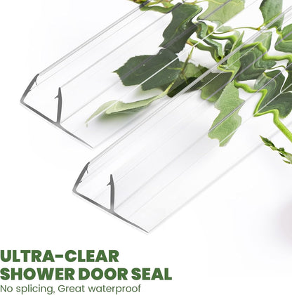 Frameless Shower Door Bottom Seal Strip for 3/8"(10mm) Thick Glass, Super Clear 36 Inch Long 2PCS Shower Door Seal, to Water Block