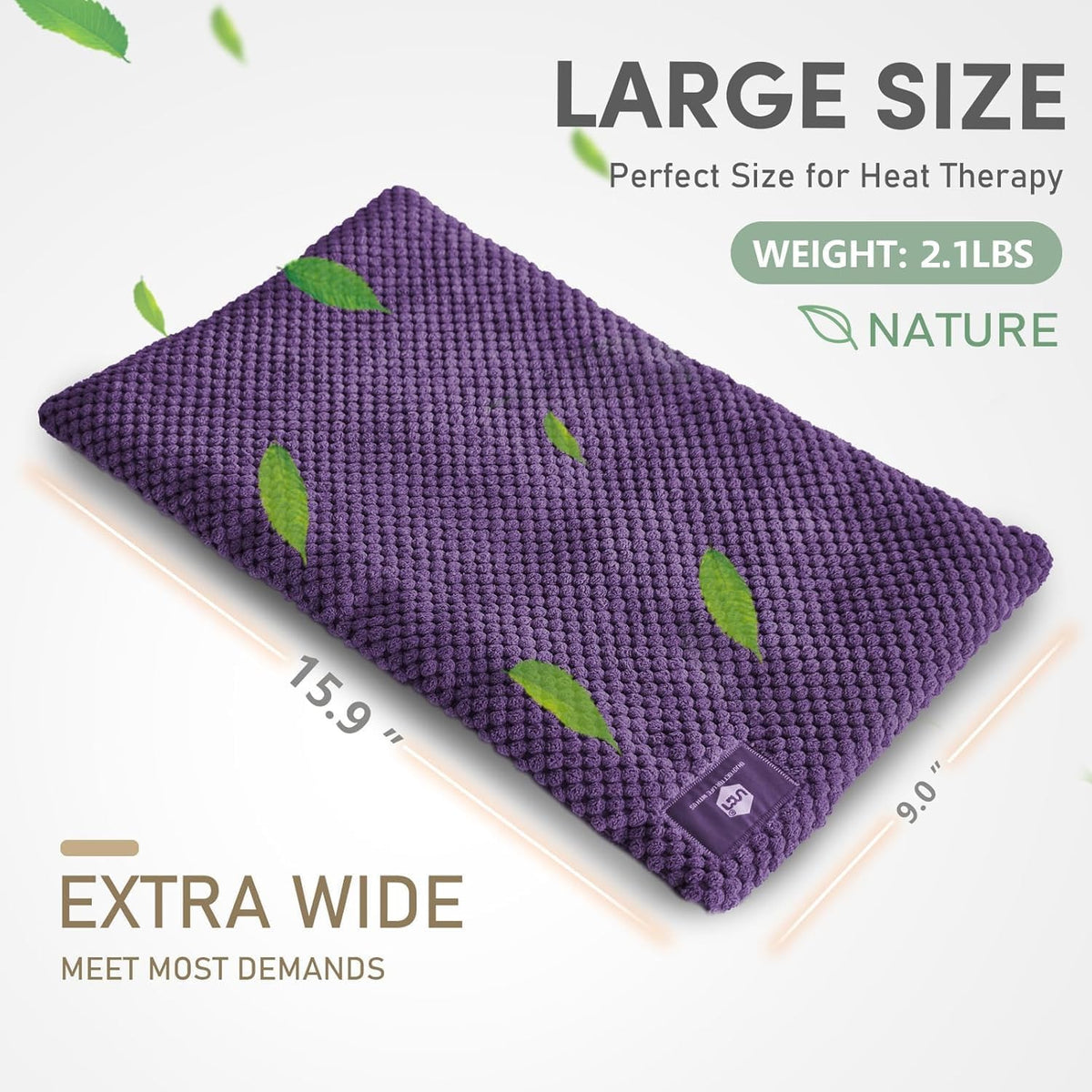 UNCN Wide Microwave Heating Pad with Washable Cover 9.5 x 16in Microwavable