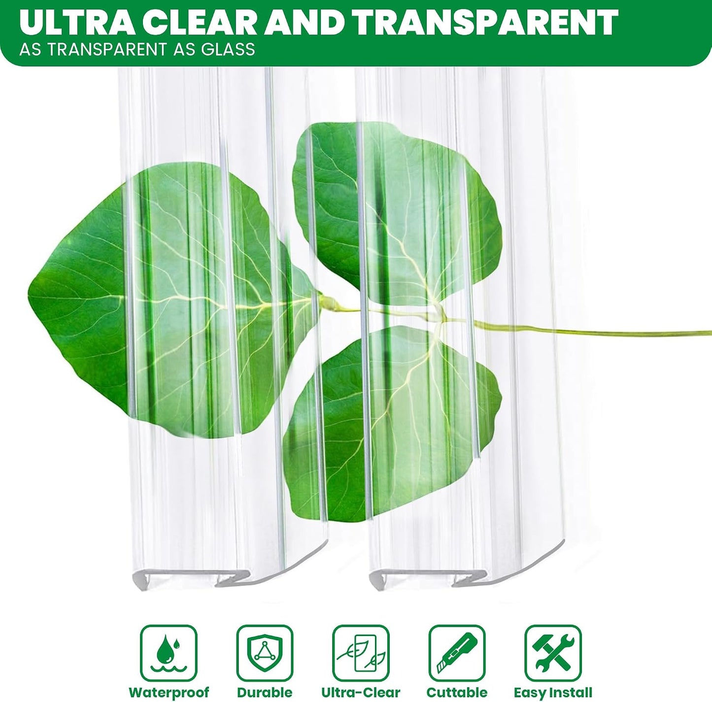 Bathroom Shower Glass Door Bottom Seal Strip, 2PCS 36 Inch Long Clear PVC Seal Strips for 5/16"(8mm) - 3/8"(10mm) Thick Framless Glass Door Panel