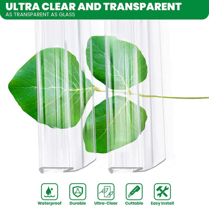 Bathroom Shower Glass Door Bottom Seal Strip, 2PCS 36 Inch Long Clear PVC Seal Strips for 5/16"(8mm) - 3/8"(10mm) Thick Framless Glass Door Panel