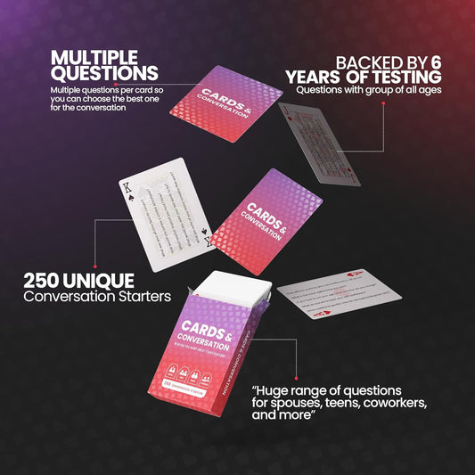 Cards & Conversation 250 Conversation Starters, Spark Real Conversations | Features 5 Topics Per Card to Find the Perfect Questions You Never Thought to Ask Families, Friends, Adults, and Coworkers