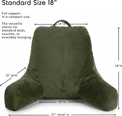Nestl Reading Pillow with Shredded Memory Foam, Designed for Sitting Up in Bed and Couch, Back and Arms Adjustable Support for Adult & Teens Backrest Pillows for Reading, with Washable Cover Dark Grey
