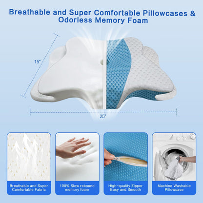 Pain Relief Cervical Pillow for Neck Support, Adjustable Ergonomic Pillow | Cozy Sleeping, Odorless Orthopedic Memory Foam Pillow, Contour Bed Pillow for Side Back Stomach Sleeper