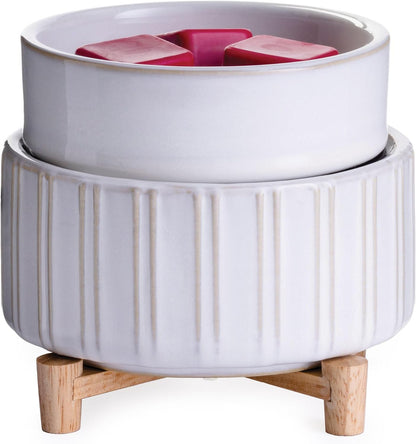 Candle Warmers ETC 2-in-1 Candle and Fragrance Warmer for Warming Scented Candles or Wax Melts and Tarts with to Freshen Room, Pewter Walnut
