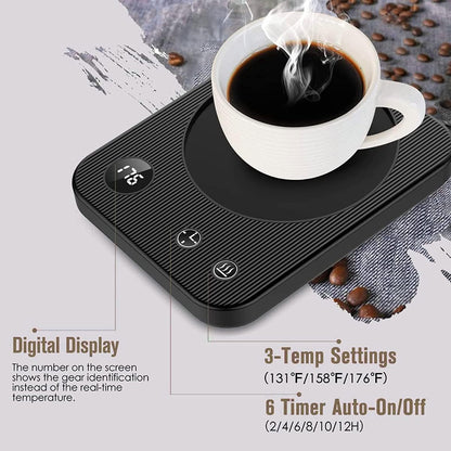 Lesipee Mug Warmer, Coffee Cup Warmer for Desk with Auto Shut Off, Candle Warmer, Electric Beverage Warmer Plate for Tea, Cocoa & Coffee, 2 Temperature Settings, for Office Home