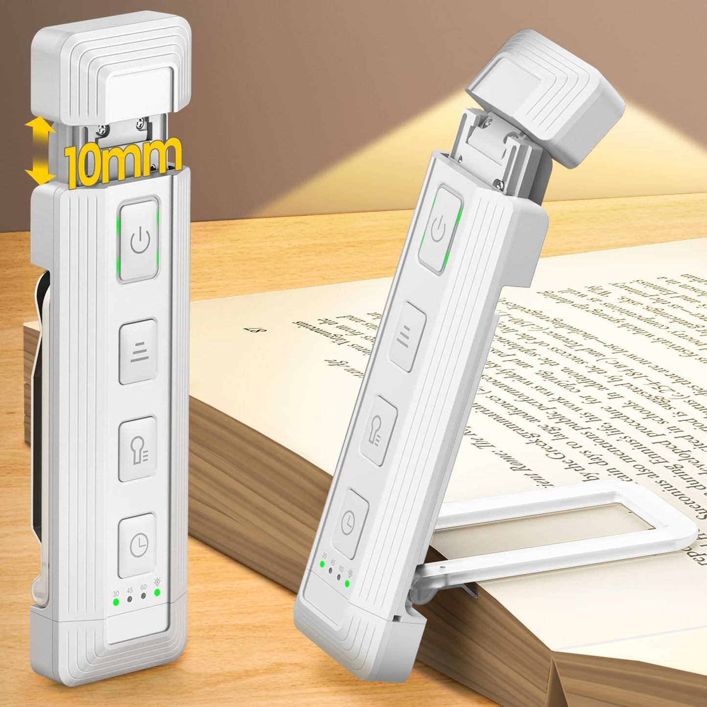 Glocusent Extendable Book Lights for Reading at Night, 5 Enhanced Brightness & 3 Colors with Sleep Aid & Timers, Clip on USB Rechargeable Reading Light for Books in Bed, Ideal Book Lovers Gifts