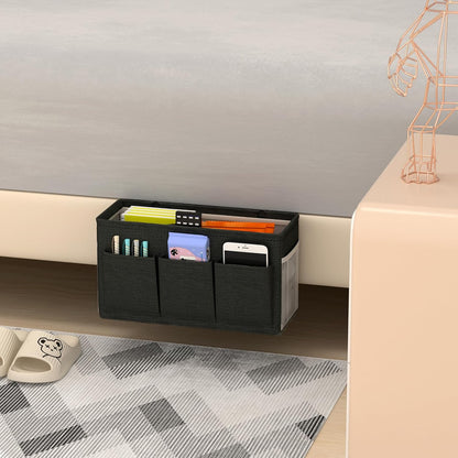Bedside Caddy Bedside Storage Hanging Organizer for Bunk Dorm Bed Rail | Bed Caddy with Hooks, Top Bunks and Dorm Essentials for Water, Tissues, Tablets, Books, Phones, Remotes and Other Necessories