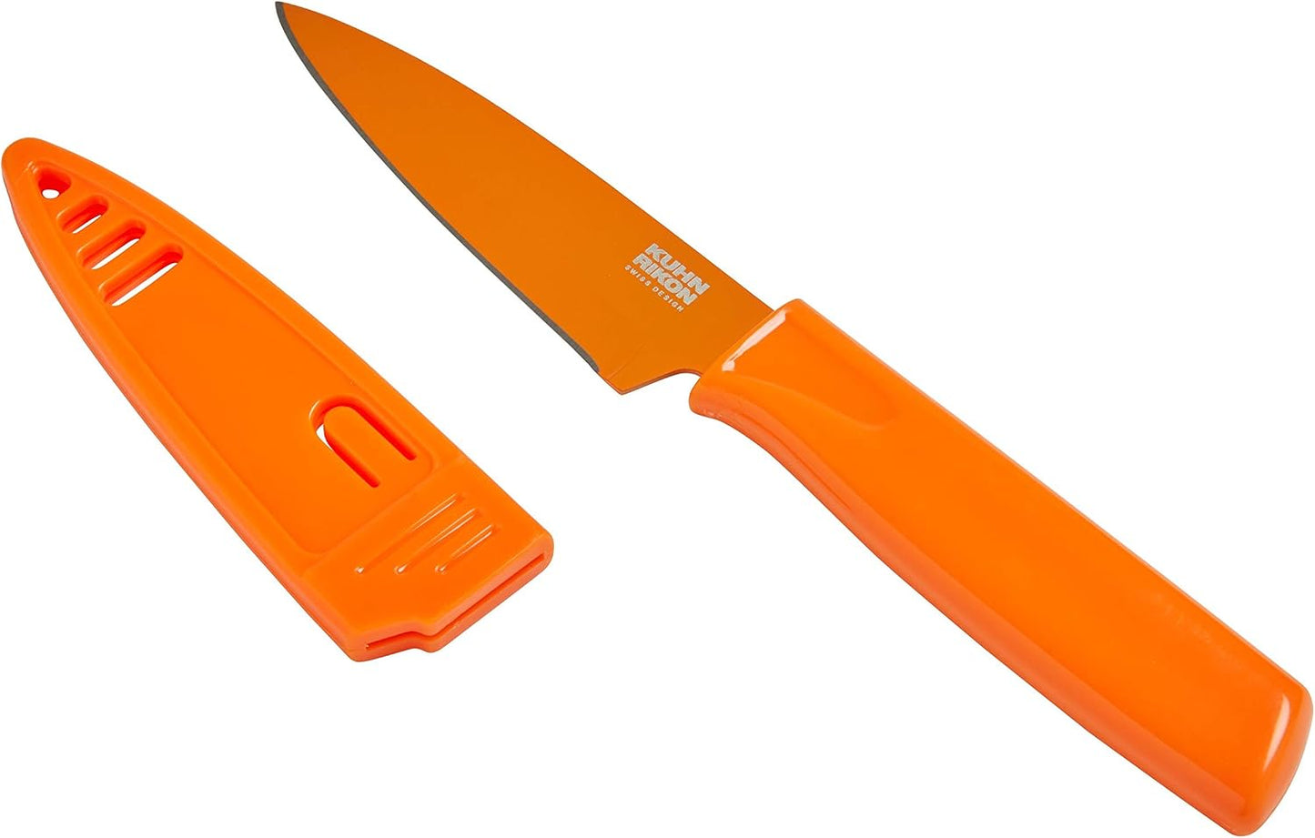 Kuhn Rikon Colori® Paring Knife – 4 Inch Japanese Stainless Steel, Nonstick Blade, Ergonomic Handle & Sheath, Yellow