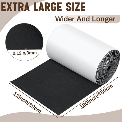 Fullhawl Large Felt Furniture Pads 8 x 60 Inch Non Slip Self Adhesive Heavy Duty Cuttable Strip Roll Felt Sheet Tape for Protecting Hardwood Floors Chair Wall, White