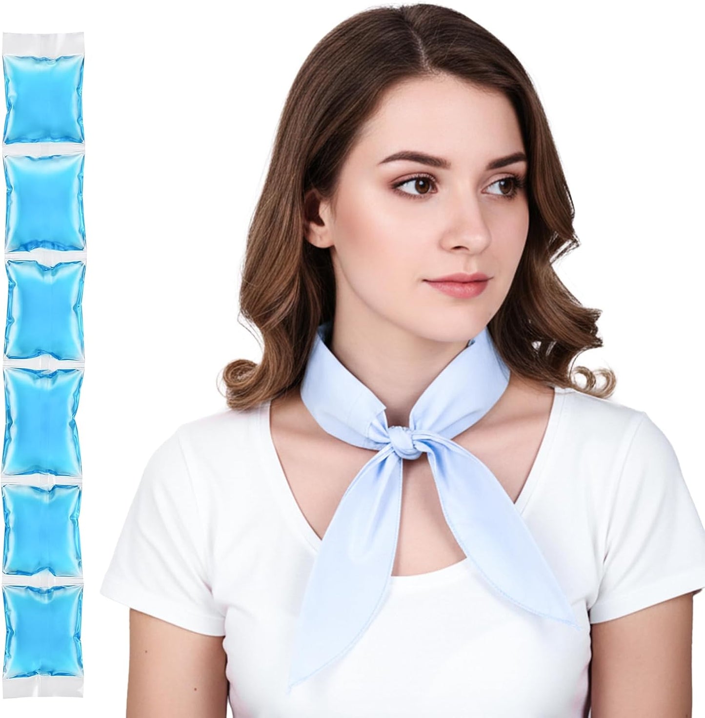 Cooling Towel with Soft Gel Ice Pack Inserts |Gel Ice Packs Reusable - Multi Purpose Compression Wrap - Neck, Legs, Arms, Shoulders - Ideal for Post Surgery, Migraines, Hiking and Injuries (Blue)