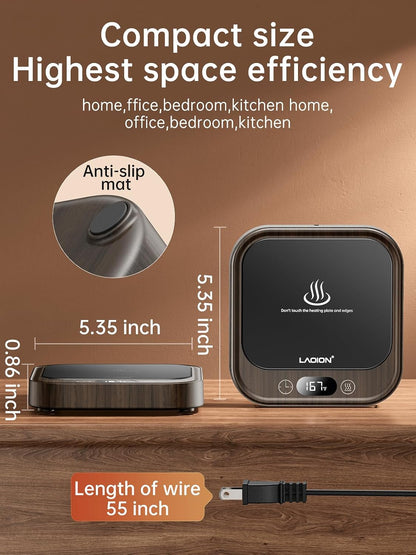 LAOION Mug Warmer 40W Coffee Cup Warmer for Desk with Auto Shut Off | Smart Electric Candle Warmer with 4 Temp and Timer Settings, Coffee Gift for Tea, Water and Milk at Home or Office, Black