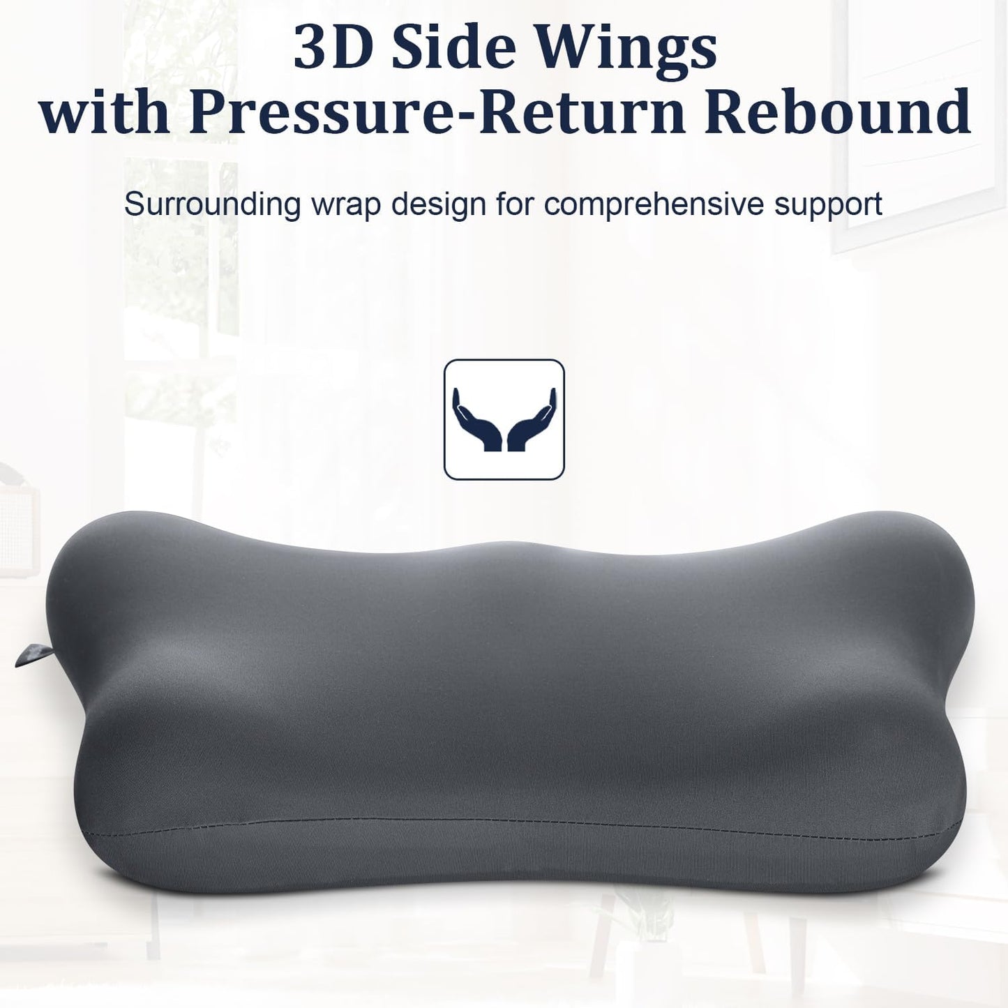 Lumbar Support Pillow for Office Chair Memory Foam Lumbar Cushion with Removable Cover Soft Back Support Pillow Suitable for Car, Couch, Gaming, Dark Blue