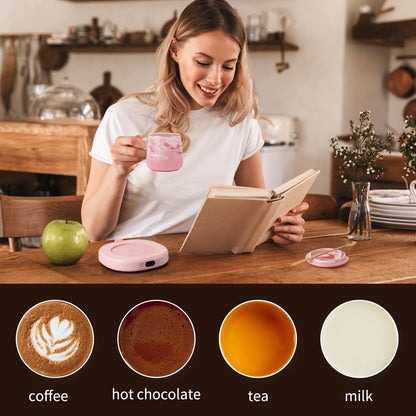 Coffee Mug Warmer & You are Awesome Mug Set, Electric Cup Warmer for Desk | Beverage Warmer Plate for Coffee, Tea, 4 Temperature Setting, 8-Hours Auto Shut Off, 14oz Mug with Spoon & Lid Included