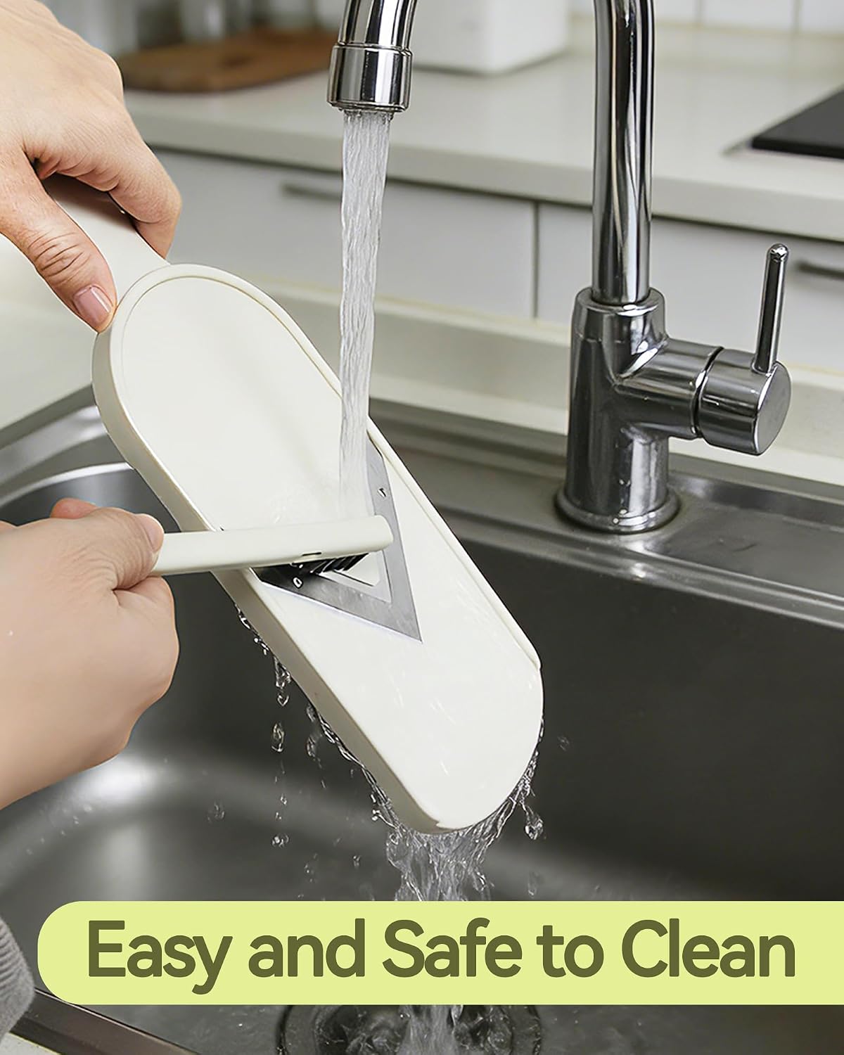 Handheld Mandoline Slicer for Kitchen - Stainless Steel V-Blades | Food Holder & Cleaning Brush, Comfort Grip, Easy to Clean, Vegetable Chopper Cheese Grater