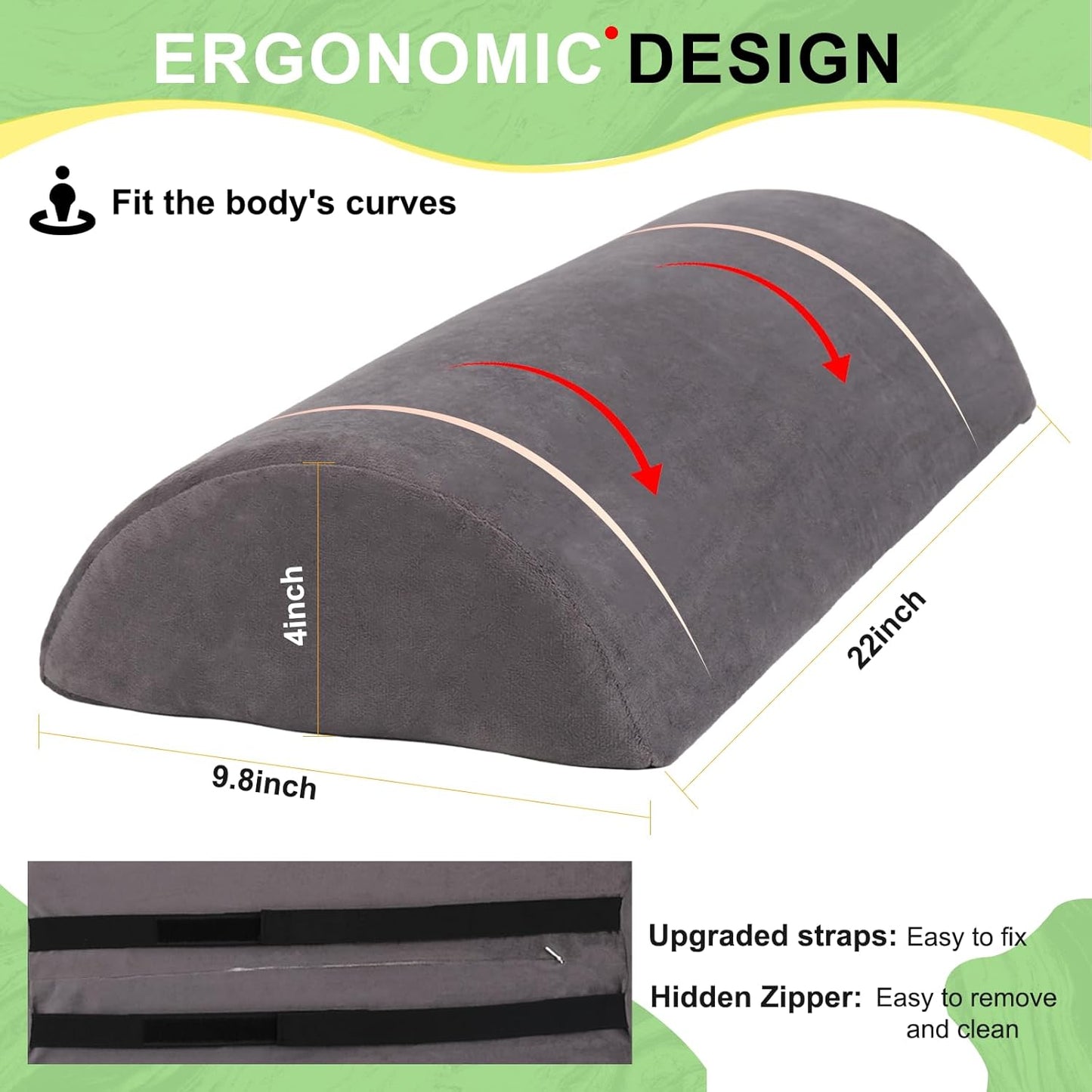 Recliner Foot Pillow, High-Resilience Foam Half-Moon Pillow for Sleeping | Soft and supportive for sleeping or reclining; supports legs, head, back and lumbar area while reducing heel pressure