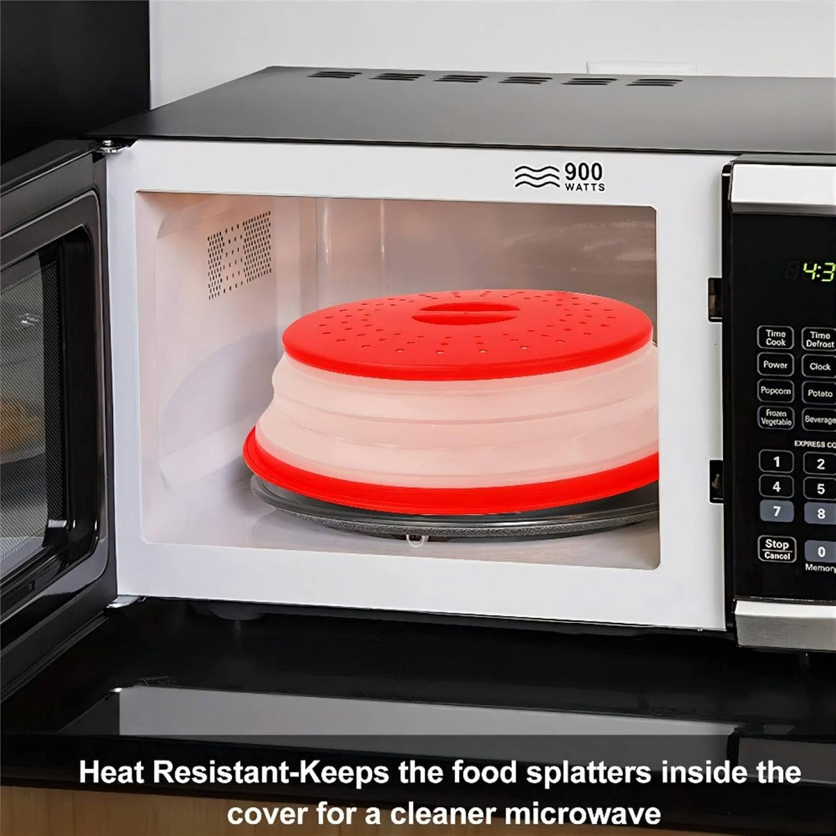 Collapsible Microwave Splatter Cover, Black, 10.5 inch