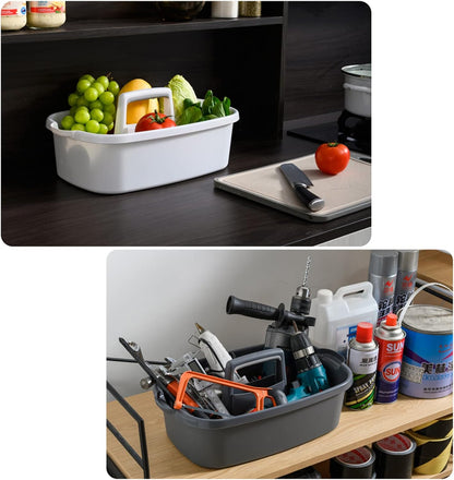 JiatuA Large Cleaning Supplies Caddy Portable Shower Caddy Basket Dark Gray | Sturdy Supply Organizer with Handle Plastic Bucket Tool Storage for Bathroom Bedroom Kitchen Garden College Dorm Essentials