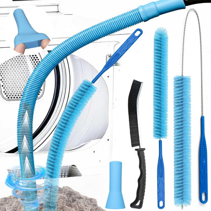 Dryer Vent Cleaner Kit with Dryer Vacuum Hose Attachment, 4-in-1 Multi-Lint Remover Brush, Suitable for Most Vacuum Cleaners for Efficient, Safe, and Thorough Dryer Lint Cleaner Tools (Blue)