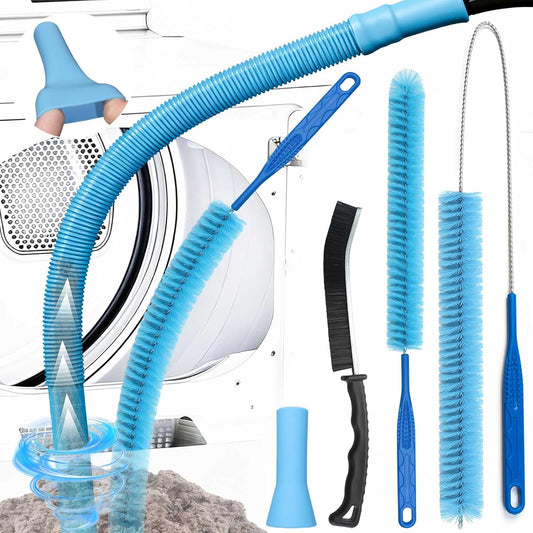 Dryer Vent Cleaner Kit with Dryer Vacuum Hose Attachment, 4-in-1 Multi-Lint Remover Brush, Suitable for Most Vacuum Cleaners for Efficient, Safe, and Thorough Dryer Lint Cleaner Tools (Blue)